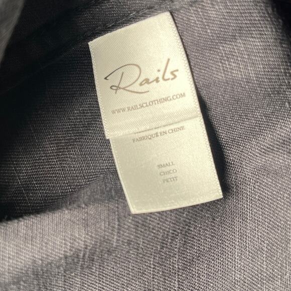 Rails Loren Black Embroidered Stars Raw Hem Long Sleeve Shirt Jacket Shacket S - Picture 7 of 10